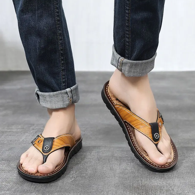 【匠心製造】日本直郵，專為男士訂製的夏季涼鞋，復古時尚，防滑防臭腳，軟底人字拖！